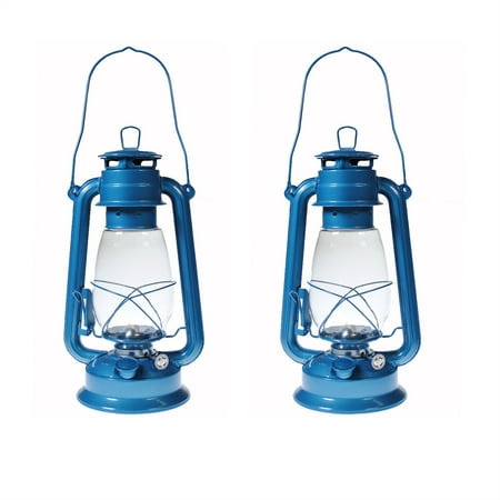 York Hanging Lamp - Lot of 2 - Hurricane Kerosene Oil Lantern Emergency Hanging Light Lamp - BLUE 12 Inches
