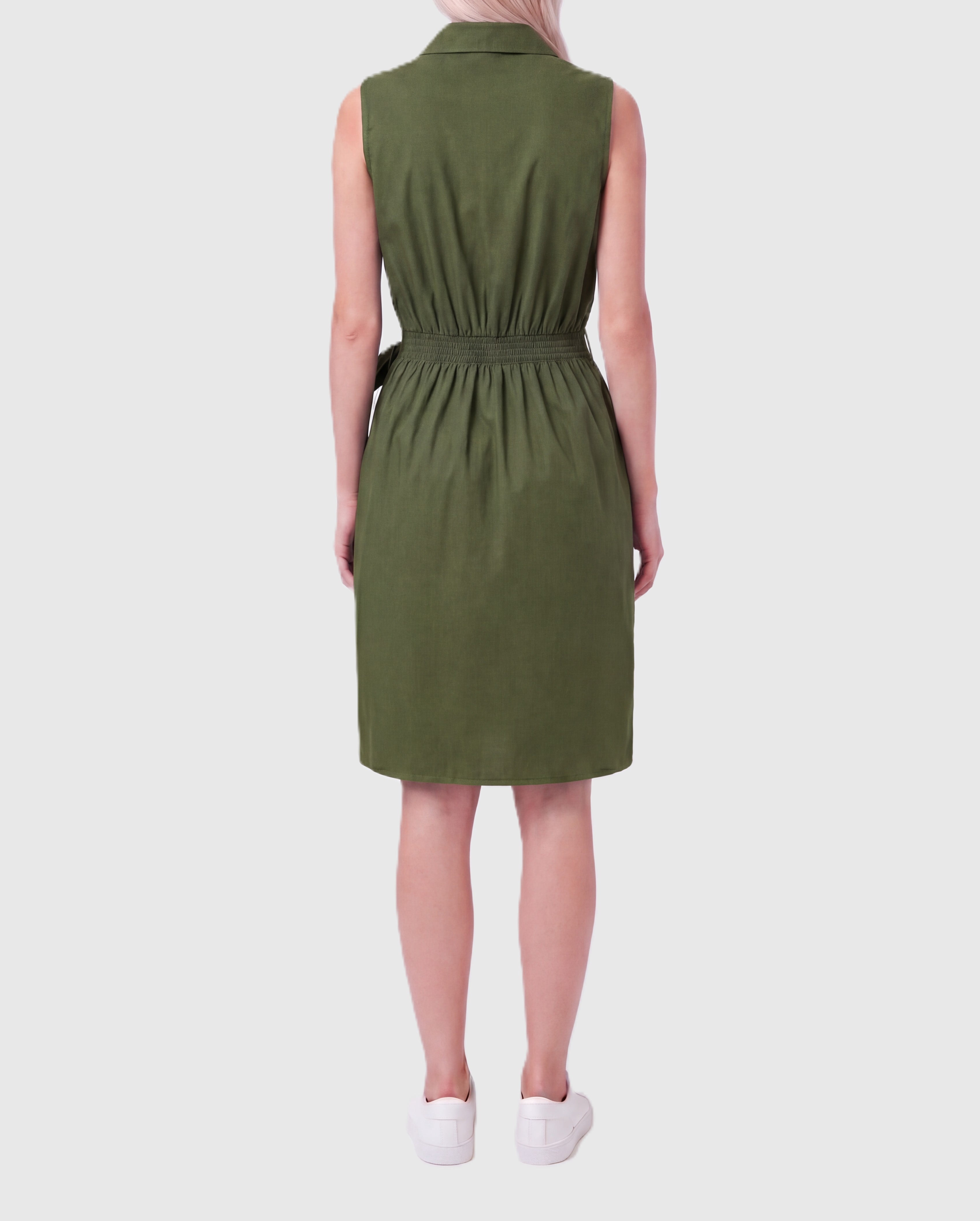 PR Seelveless 2pkt shirt dress with self belt