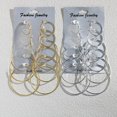 thumbnail image 4 of Pendientes a juego europeos y americanos para mujer, adelgazantes, 1 juego, 6 pares, combinación de pendientes con aro C brillante de diferentes tamaños, 4 of 6
