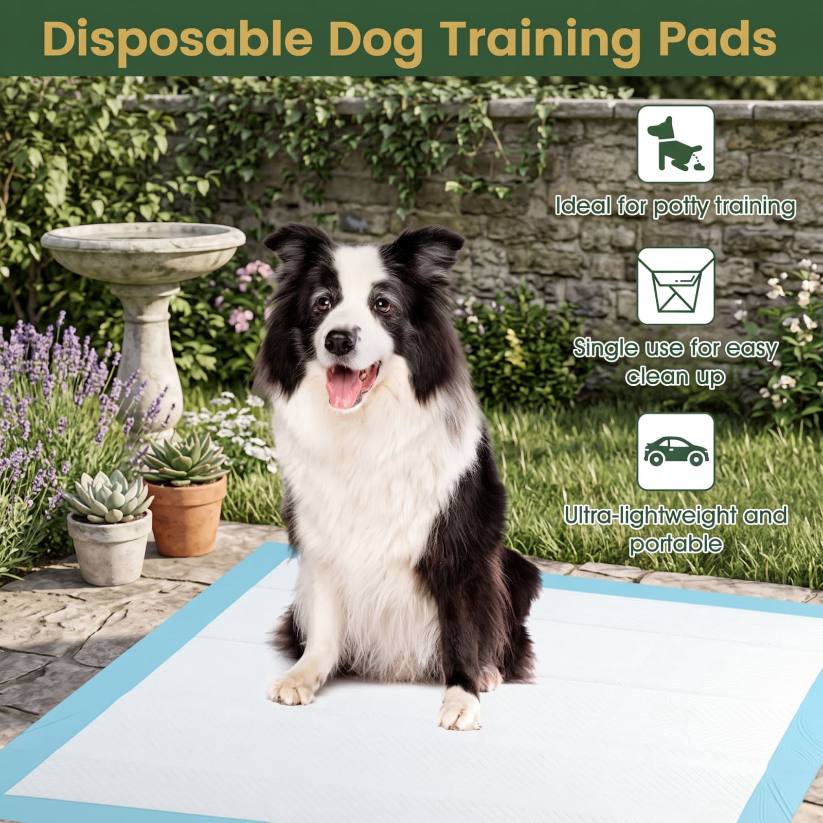 Vebreda Puppy Pads 36 x 36 Inch, 100 Count, 6-Layer Super Absorbent Dog Pee Pads, Leakproof Potty Training Pads for All Dog Sizes, Blue