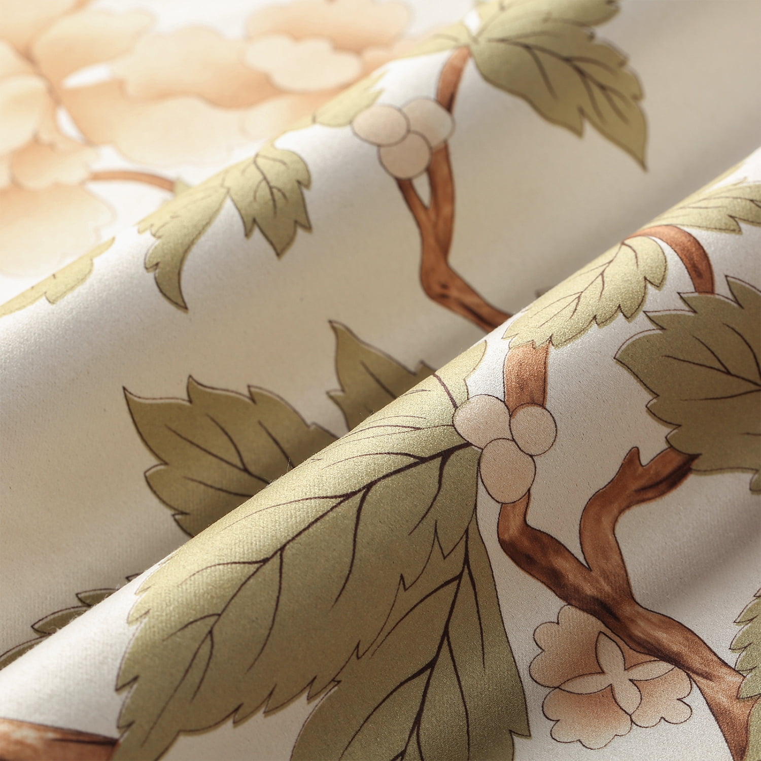 VOGOL Thermal Insulated Floral Blossoming Blackout Curtains, Room Darkening Window Panel Drapes for Bedroom, Living Room, Grommet Top, W52xL84, 2 Panels
