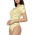 thumbnail image 2 of Yiaed Banana Print Women's Waist-Cinching Short-Sleeved Onesie,Elastic Onesiet,Snaps At Bottom,Easy To Put On And Take Off for Wome Bodysuit -Medium, 2 of 8