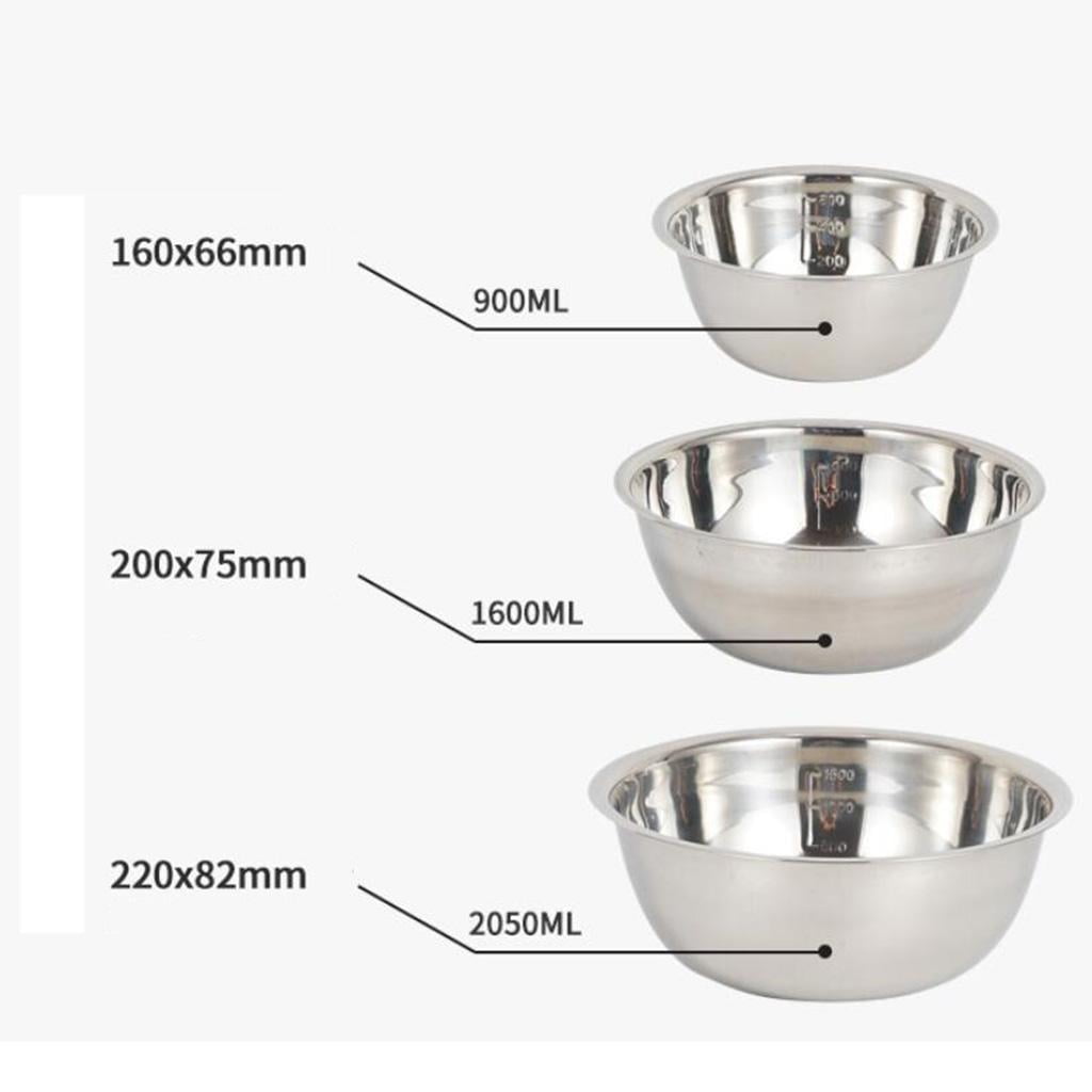 Large Stainless Steel Mixing Bowl Set With Scale Mixing Bowls Basin Kitchen  Camping Bbq - Whisking Salad Bowls Set - Temu