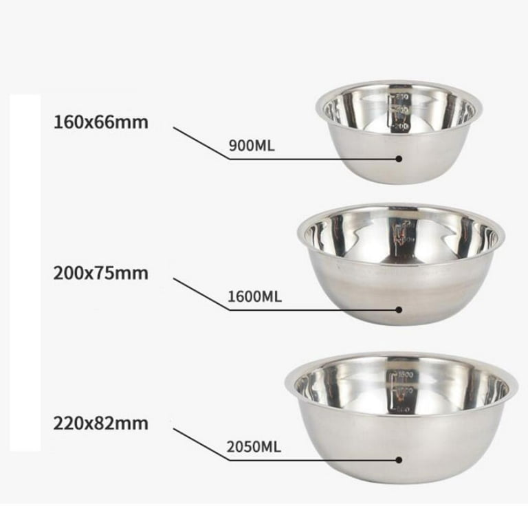 Lexi Home Heavy Duty Stainless Steel German Mixing Bowl Set - 3