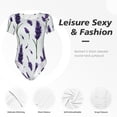 thumbnail image 6 of Uemuo Lavender Flowers Pattern Women's One Piece Short Sleeve Swimsuit Rash Guard Surfing Modest Quick-drying Swimsuit Beach Essentials-XX-Large, 6 of 9