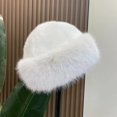 thumbnail image 3 of ievspot Women Winter Hat Thick Plush Faux Fur Heat Retention Windproof Mongolia Style Bucket Hat Outdoor Cycling Skiing Panama Cap, 3 of 8