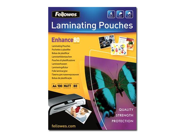 Fellowes Laminating Pouches Enhance 80 micron - 100-pack - matte - A4 (8.25 in x 11.7 in) lamination pouches