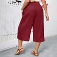 thumbnail image 6 of yillto Plus Size Women Capris Pant Wide Leg Loose Cropped Pants High Waist Drawstring Capri Trousers, 6 of 7