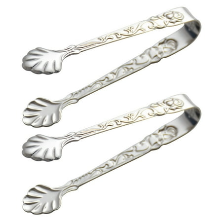 

BESTONZON 2Pcs Stainless Steel Ice Cube Clips Sugar Tongs Foods Clips Kitchen Serving Tong