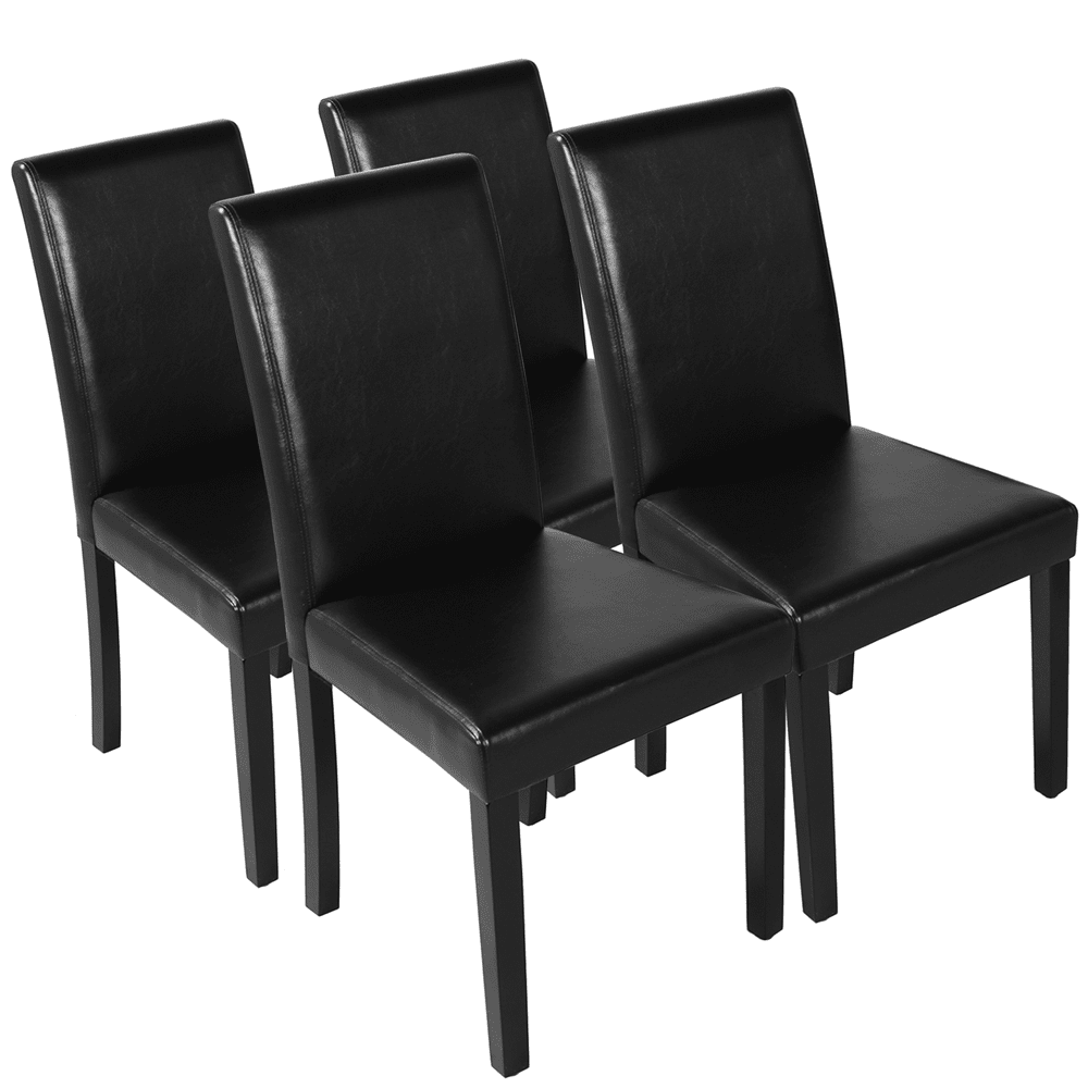 Renwick Faux Leather High Back Dining Chairs for Kitchen, Set of 4, Black