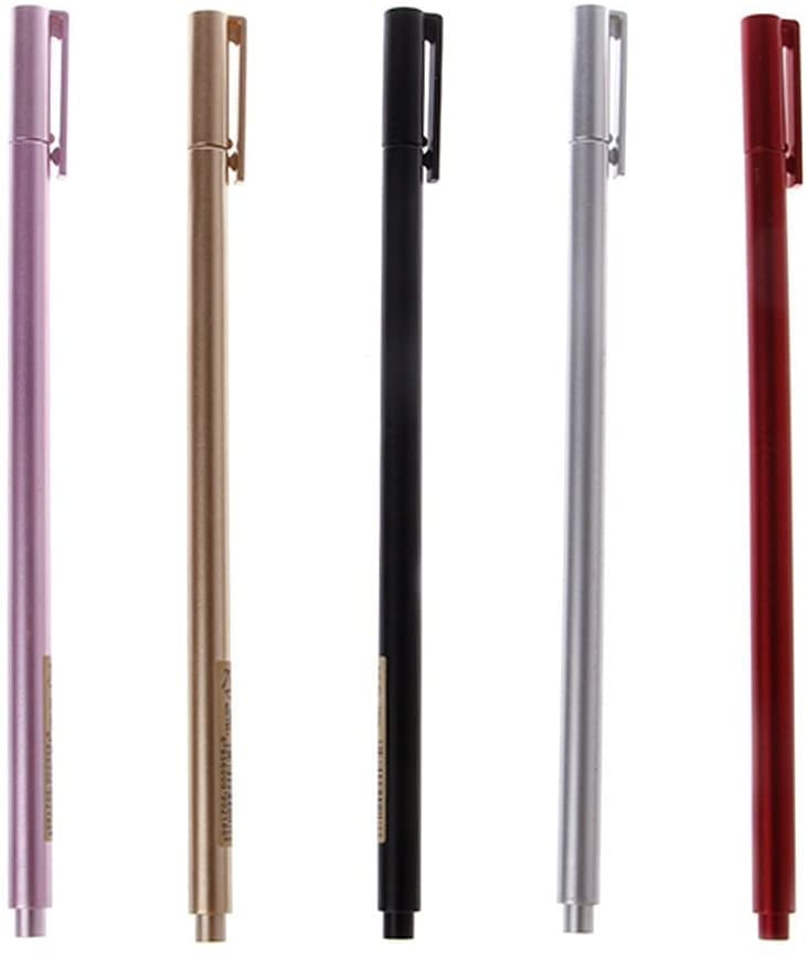 Southwit 5Pcs Ink Gel Pen Metallic Color Gel Pen Set 0.5mm Black Ink Marker School Office Stationery Strong and Durable Durable Processed