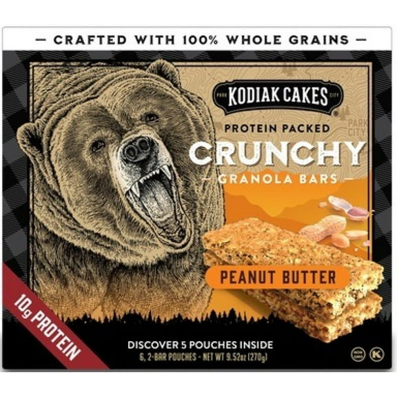 Kodiak Cakes Protein-Packed Crunchy Peanut Butter Granola Bars (Pack of 5)