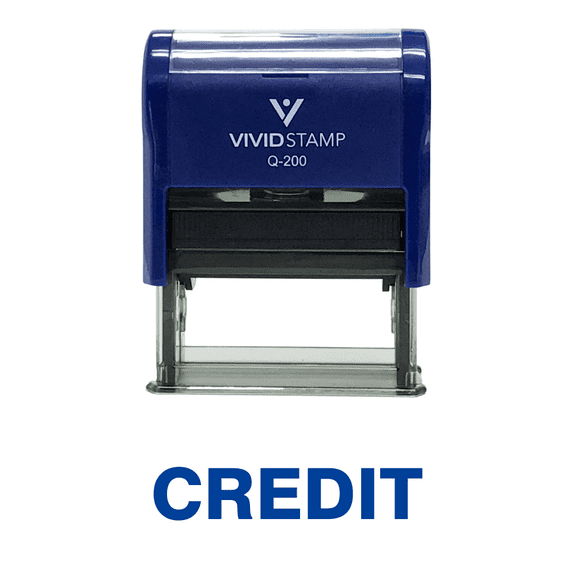 Vivid Stamp Credit Self Inking Rubber Stamp (Blue Ink) - Medium