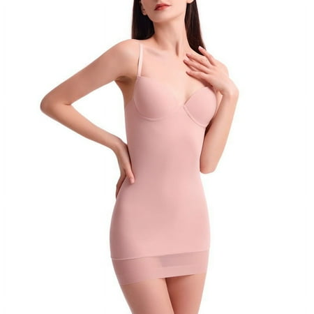 Noarlalf Womens Lingeries Women S Tulle Hemline Full Slip Shapewear Stretchy Bodysuit Body Shaper with Built In Bra Cami Dress Women s Lingerie Sexy Lingerie Bodysuits for Women Pink XL