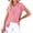 Pink, variant on Women's V-Neck Henley Crinkle Gauze Blouse Short Sleeve Loose Fit with Side Slits Casual Summer Tunic