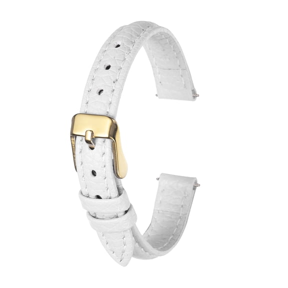 Uxcell Leather Watch Band 10mm Vintage Textured Padded Leather Watch Strap Quick Release Replacement Wristband with Stainless Steel Pin Buckle for Men and Women, White