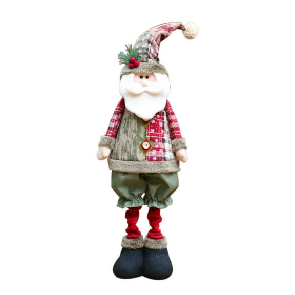 1Pcs Christmas Creative Decorations 17Inch Handmade Santa Snowman Christmas Doll with Hat and Extendable Legs Cute Funny Scalable Toy Ornaments