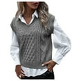 thumbnail image 1 of Kcodviy Manteau de Pluie Tricoté Style Universitaire pour Femmes avec Capuche Gilet Sans Manches Col en V Léger Veste d'Hiver Rétro pour Femmes, 1 of 6