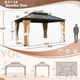 thumbnail image 5 of Hommow 12' x 14' Hardtop Gazebo,Metal Gazebo with Aluminum Frame Galvanized Steel Double Roof for Backyard, Patio, Lawns, 5 of 8
