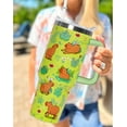 thumbnail image 2 of 40 Oz Capybara Tumbler With Handle 40oz Capybara Theme Tumbler With Lid Straw Double Insulated Travel Coffee Mug Womens Cup Gifts, 2 of 6