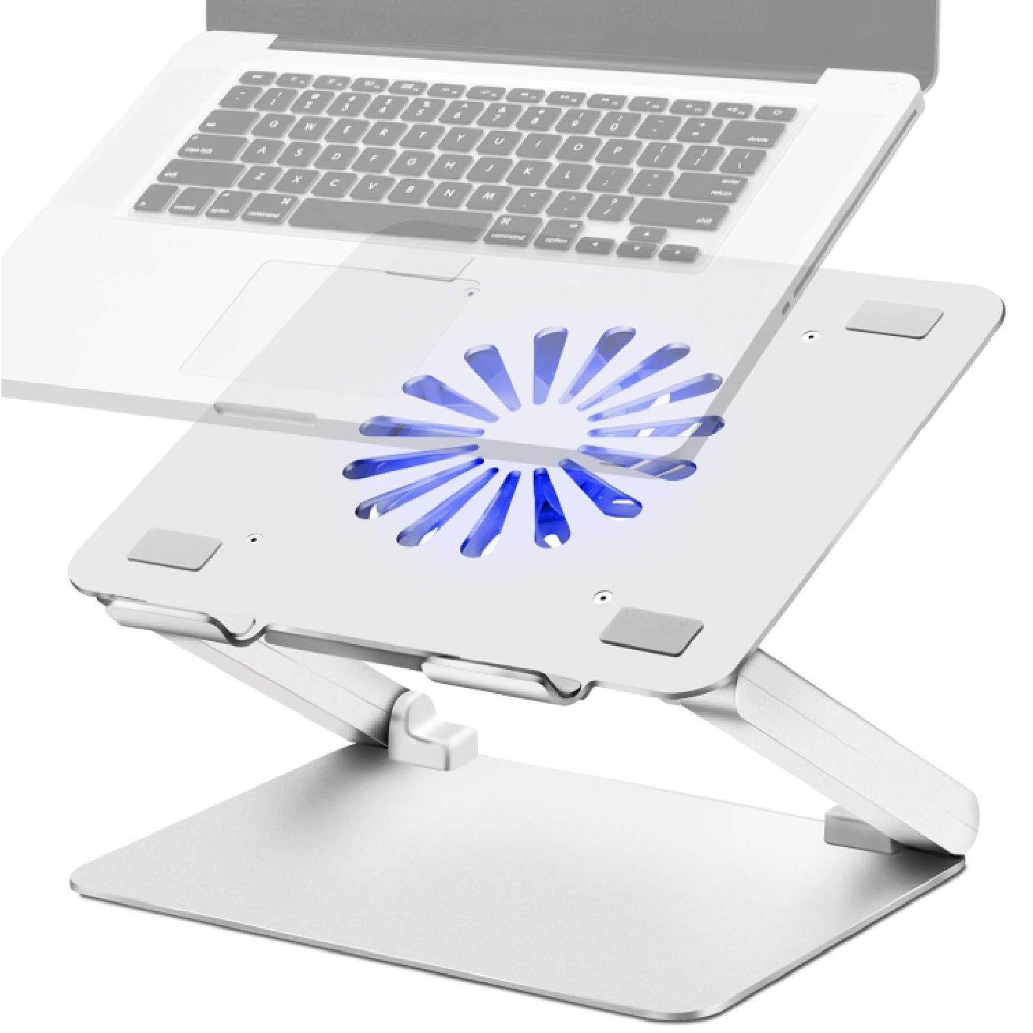 Laptop Cooling Pad with Low-Noise Fan and 3.0 USB Hubs, Ventilated Laptop Cooler Prevent Overheating, Ergonomic Laptop Stand Support Up to 17” Gaming Notebook Computer, Aluminum