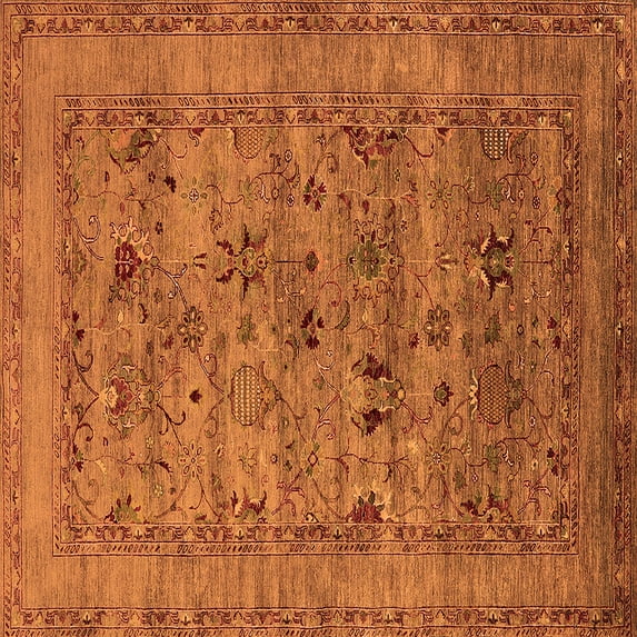 Ahgly Company Indoor Square Oriental Orange Industrial Area Rugs, 3' Square