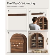 EYYTHUNG Modern Arched Wall Cabinet, Farmhouse Bathroom Storage Cabinet Large Medicine Cupboard with Adjustable Shelf, Brown Oak