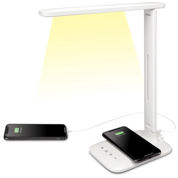 iLive LED Desk Lamp With Wireless Charging, IAQL300W, White