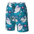 thumbnail image 2 of Yiaed Swan On The Pond Print Men's Swim Trunks with Lining Quick Dry Sports Shorts Beach Shorts Boardshorts-3X-Large, 2 of 5