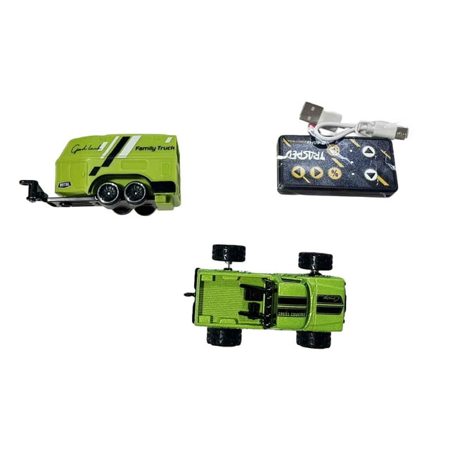 ABS 1/64 Mini Rc Monster Truck With Trailer 4G Remote Control USB Rechargeable Alloy Housing Mini Rc Truck And Trailer 1/64 Remote Control Monster Rc USB Rechargeable Body Lights Monster Car Mini Rc