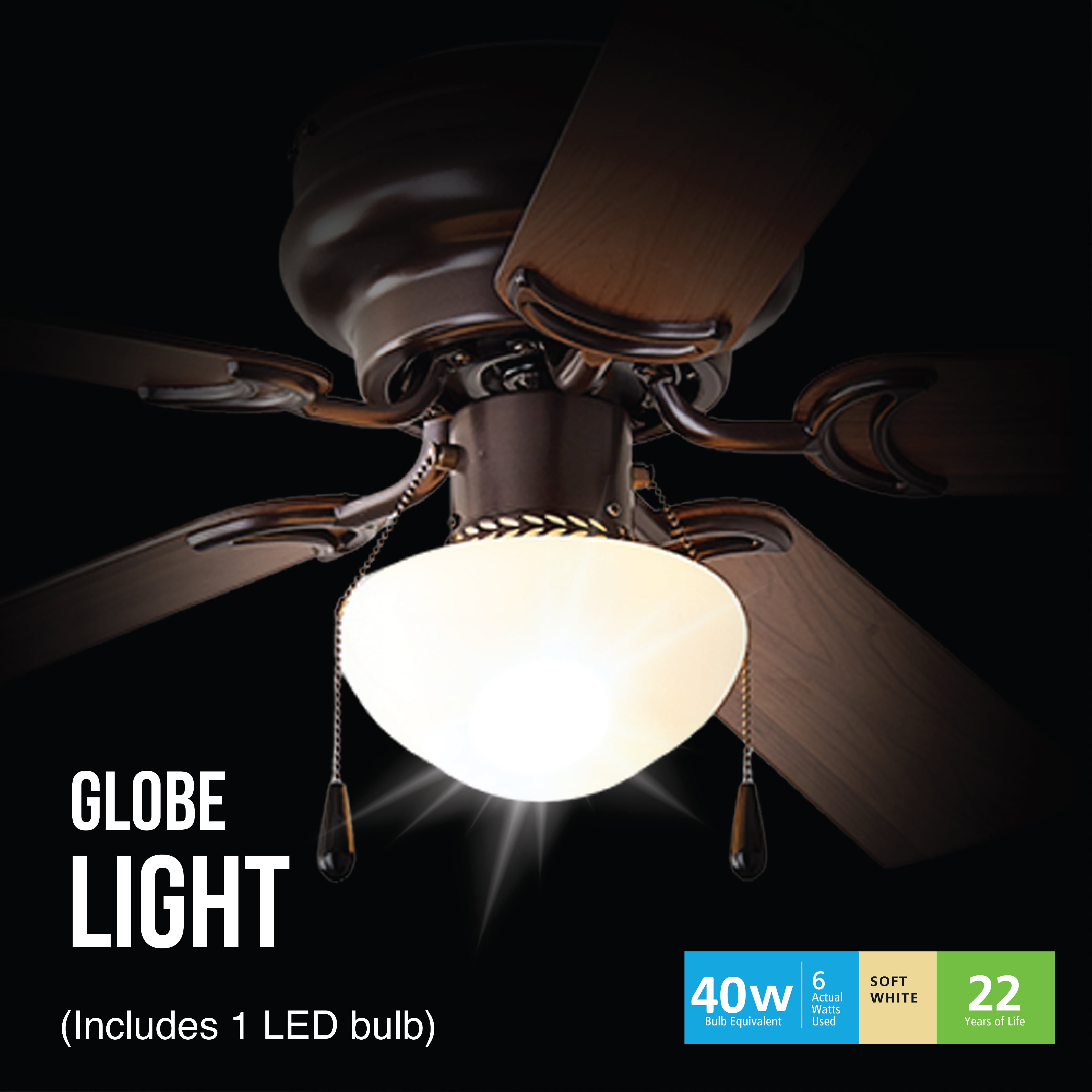 Mainstays 44 inch Hugger Indoor Ceiling Fan with Light Kit, Bronze, 5 Blades, Reverse Airflow