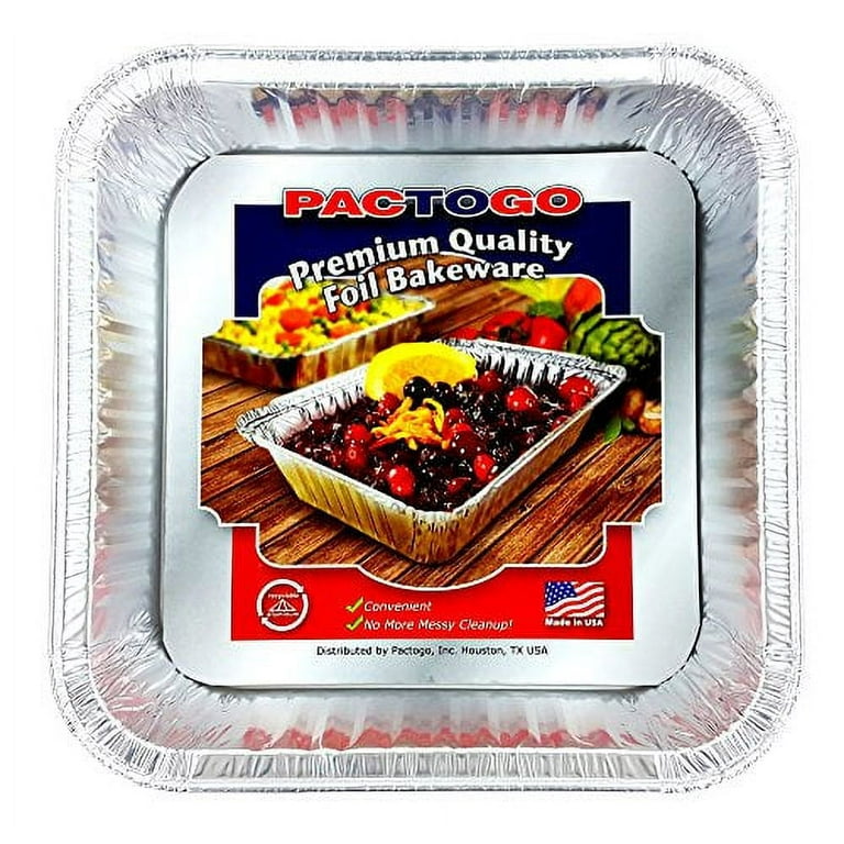 8 x 8 Square Aluminum Foil Cake Pan w/Clear Dome Lid 50 Sets