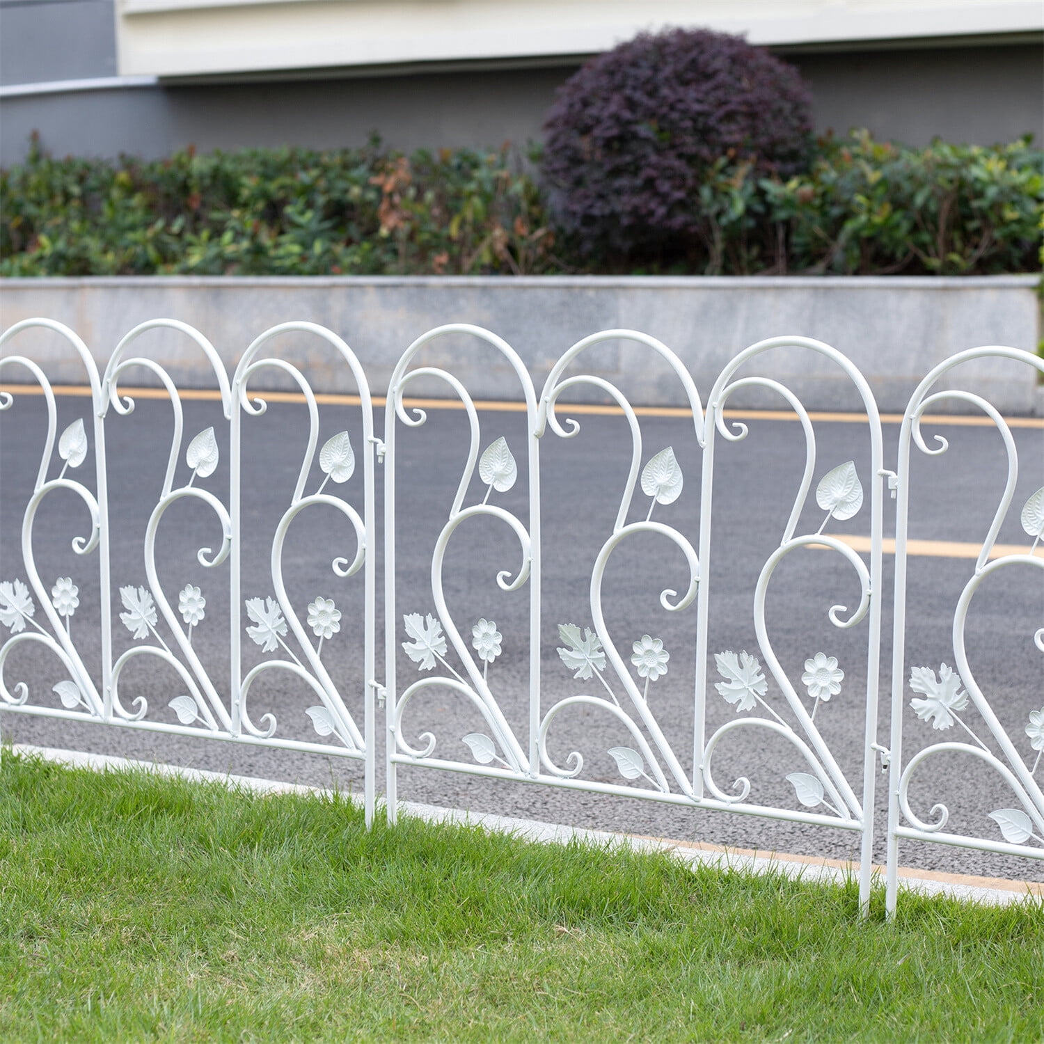 LINJH 5 Pack Decorative Garden Fence For Landscaping White Panels Rust Proof Metal