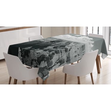 Ambesonne Grey Tablecloth Rectangular Table Cover, Nostalgic Grand Canyon, 60"x90", Grey