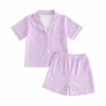 thumbnail image 4 of Girls Summer Pajamas Set Short Sleeve Button Down Shirt Top With Shorts Pajamas Two Piece Outfit Printed Comfy Nightwear, 4 of 4