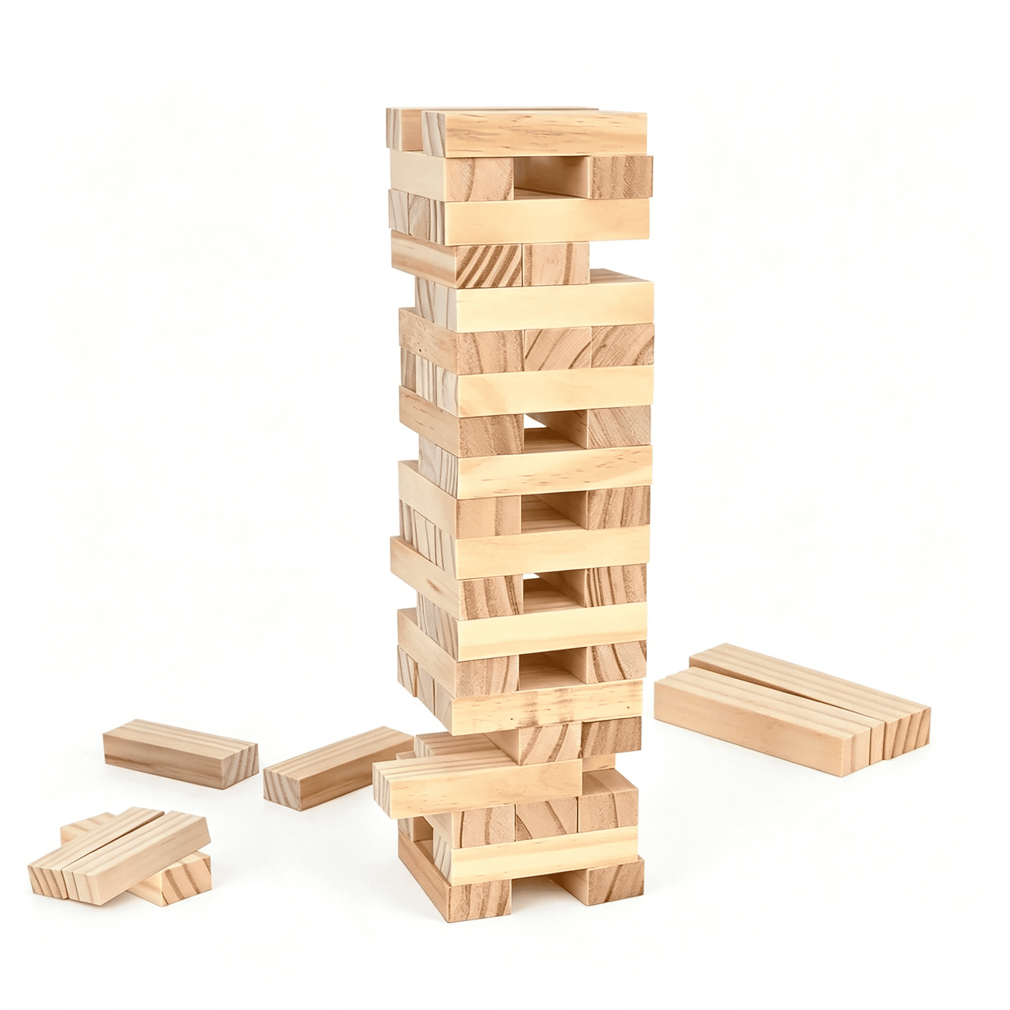 BESTSKY Games Balance Quest Classic Skill&Strategy Stacking Game with 54 Wooden Pieces Family Fun for All Ages|Solid Wood Blocks 2 Players Strategy Focus Tan Color Compact Design