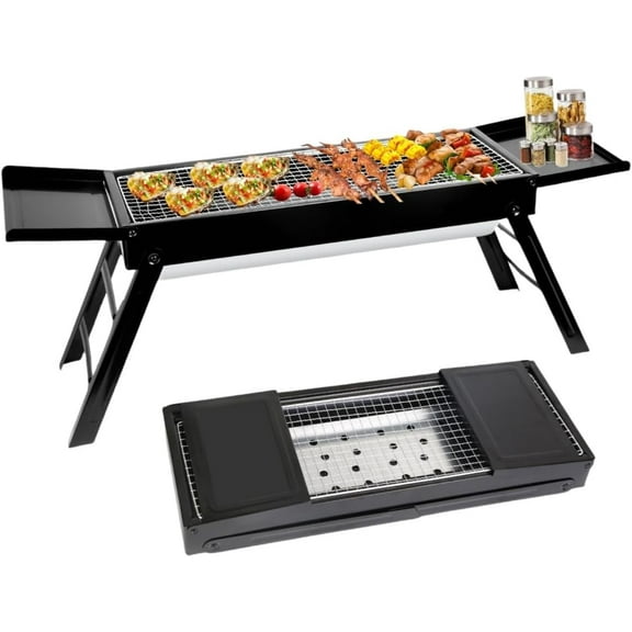 YANG2 Portable Folding Charcoal Grill for Outdoor BBQ - Kabob Kebab Grill with Griddle, Compact Barbecue for Camping, Backyard, Picnic & Travel (21.85''x8.85''x12'')