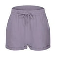thumbnail image 6 of Women's Summer Casual Drawstring Shorts Stylish Lightweight Beach Comfort Elastic Waist Plain Weave with Pockets, 6 of 7