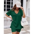 thumbnail image 2 of Ekouaer Womens Pajamas 2 Piece Lounge Sets Oversized V Neck T-Shirts Tops Biker Shorts Set Workout Reversible Tracksuit Light Blue M, 2 of 5
