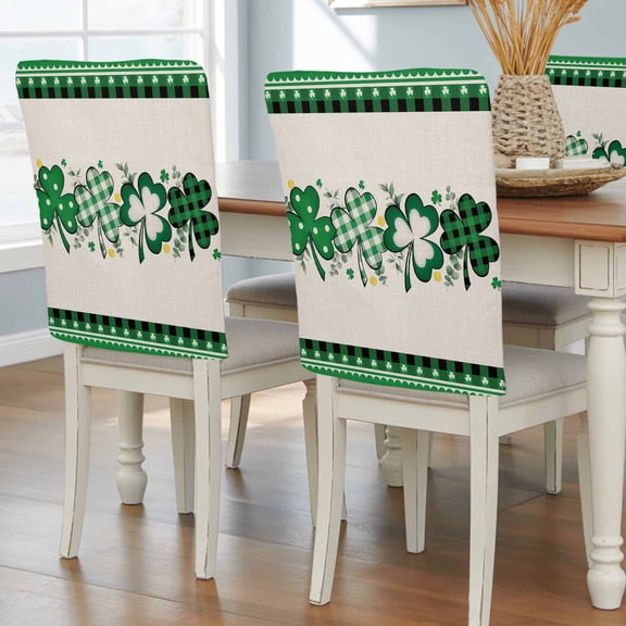 St. Patrick's Day, Chair Back Covers, Removable Chair Covers for Dining Chairs Set of 4, Washable Chairs Slipcovers Back Seat Protector for Wedding Party 19"x20"