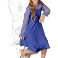 thumbnail image 3 of Long Sleeve Girls Mesh Patchwork Dress Kids Children Dots Print A-line Knee Dress for 4-14 Years, 3 of 7