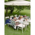 thumbnail image 3 of Outdoor Tablecloth with Umbrella Hole and Zipper, Navy Blue Christmas Rectangle Table Cloth 60x120 Inch Waterproof Tablecloth, Snowman Xmas Snowflake Botanical Tree Picnic Table Cover for Patio, 3 of 7