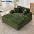 thumbnail image 2 of GARVEE 60" Chaise Lounge Chair Indoor,Oversized Boneless Sofa Bed with Charging Station&Cup Holders & Throw Pillows,Deep Seat Sleeper Couch Reading Chairs,Green, 2 of 9