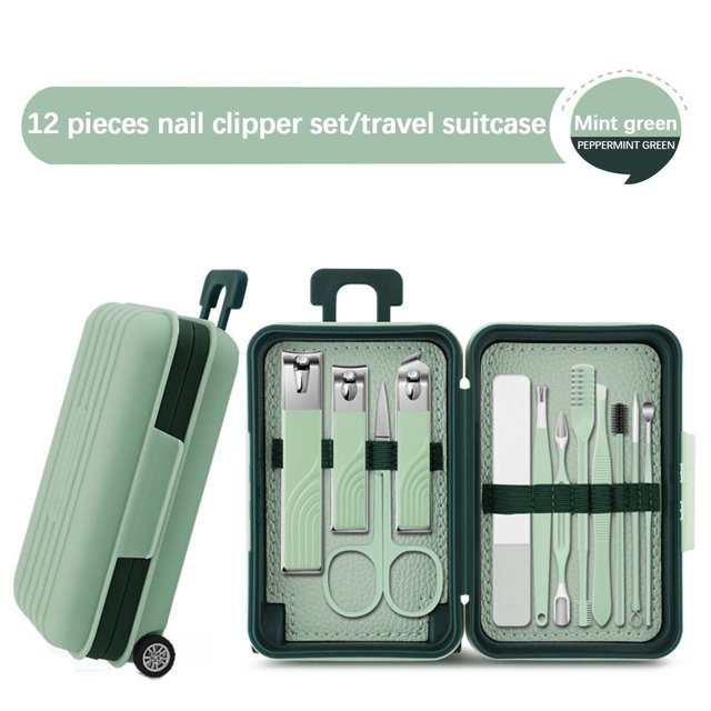 Xihbxyly Set de Manicura, Cortaúñas de Acero Inoxidable de 12 Piezas, Herramientas Ergonómicas para Uñas, Estuche de Viaje Portátil Incluido, Solución para El Cuidado de Las Uñas, Alivio de La Paroni