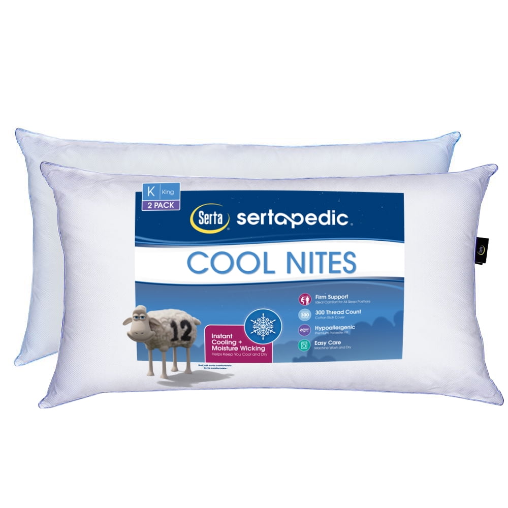 Sertapedic Cool Nites Pillow, Set of 2, King Size