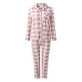 thumbnail image 3 of ASFGIMUJ Womens Pajama Sets Casual Lapel Button Plaid Print Long Sleeve Tops With Pants Two Piece Women Pajamas Loungewear Homewear, 3 of 3