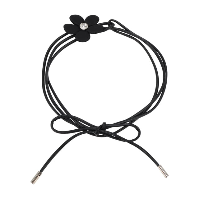 Cinturón ajustable de 1 Pc con patrón de flor simple de Bargains Únicos Negro