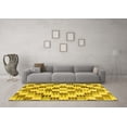 thumbnail image 3 of Ahgly Company Machine Washable Indoor Round Checkered Yellow Modern Area Rugs, 3' Round, 3 of 4
