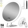 thumbnail image 1 of 10X Magnifying Mirror with Light, 15cm 3 Color Modes Dimming Mirror 3 Suction Cups and 360 Table Stand, 1 of 4
