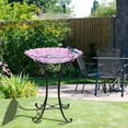 thumbnail image 3 of Outdoor Bird Bath, Pink Blue Flower Bird Bath with Metal Stand, Attract Birds, Suitable for Patio Garden Decoration, Outdoor Decoration, 3 of 8